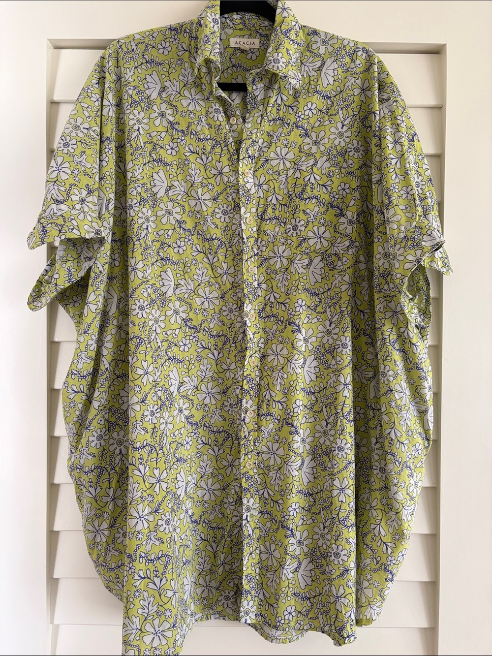 ACACIA Swimwear Shirt Dress - Lime Green Floral